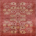 Square Mid-Century Modern Sunrise Orange Oriental Rug, urb896