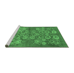 Sideview of Machine Washable Oriental Emerald Green Industrial Area Rugs, wshurb896emgrn