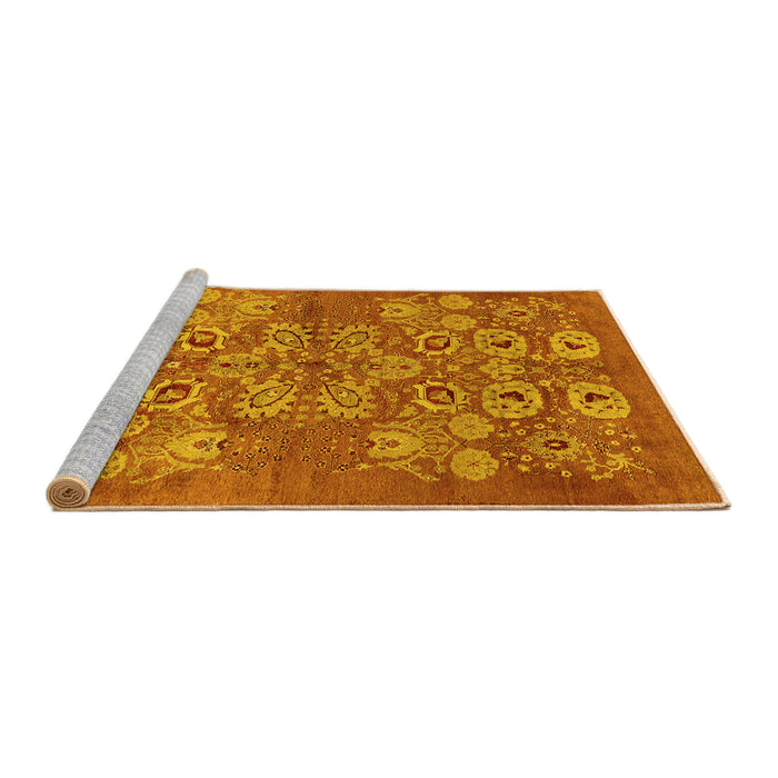 Sideview of Machine Washable Oriental Yellow Industrial Rug, wshurb896yw