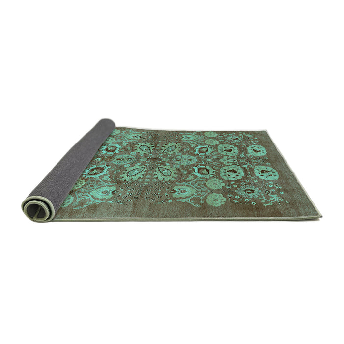 Sideview of Oriental Turquoise Industrial Rug, urb896turq