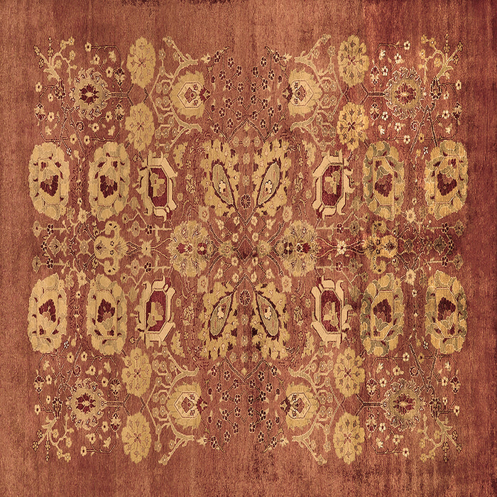 Square Machine Washable Oriental Brown Industrial Rug, wshurb896brn