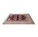 Sideview of Machine Washable Industrial Modern Rose Pink Rug, wshurb897