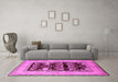 Machine Washable Oriental Pink Industrial Rug in a Living Room, wshurb897pnk