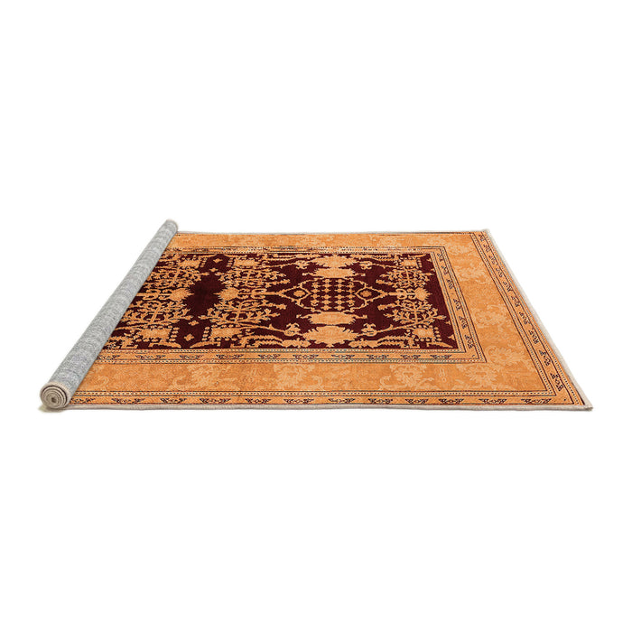 Sideview of Machine Washable Oriental Orange Industrial Area Rugs, wshurb897org