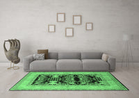 Machine Washable Oriental Emerald Green Industrial Rug, wshurb897emgrn