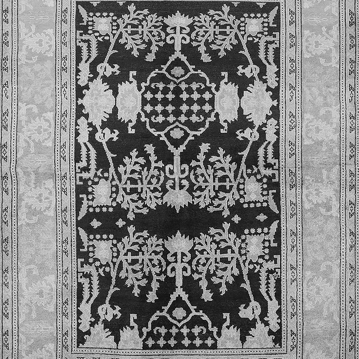 Machine Washable Oriental Gray Industrial Rug, wshurb897gry