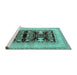 Sideview of Machine Washable Oriental Turquoise Industrial Area Rugs, wshurb897turq