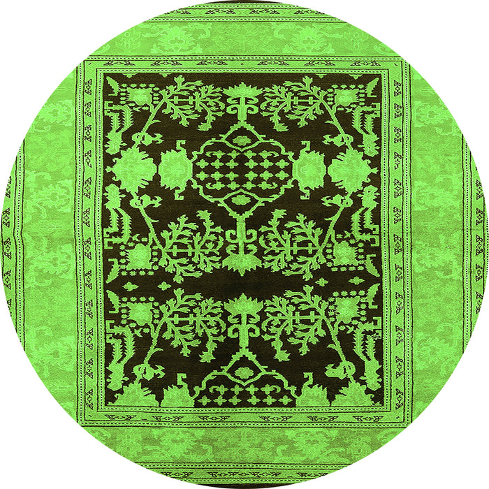 Round Oriental Green Industrial Rug, urb897grn