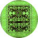 Round Oriental Green Industrial Rug, urb897grn