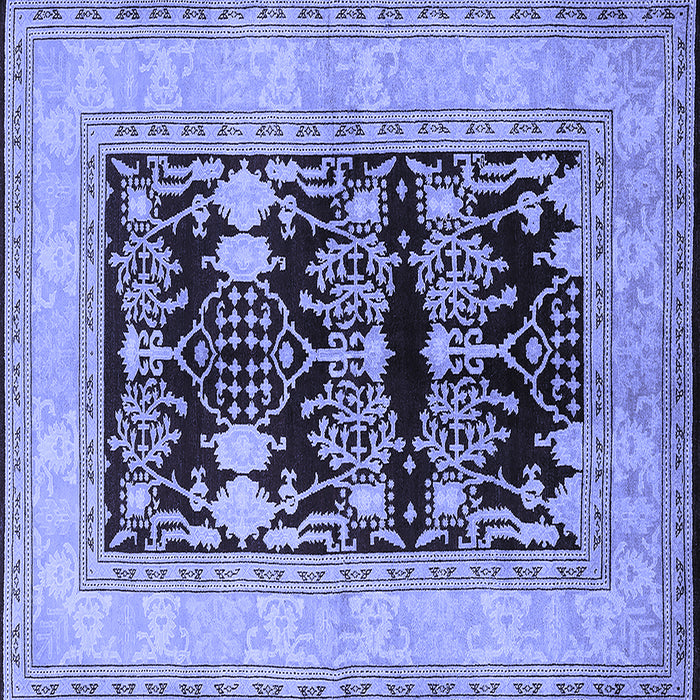 Square Machine Washable Oriental Blue Industrial Rug, wshurb897blu