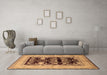 Machine Washable Oriental Brown Industrial Rug in a Living Room,, wshurb897brn