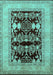 Machine Washable Oriental Turquoise Industrial Area Rugs, wshurb897turq