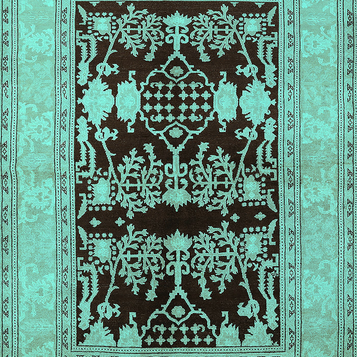 Machine Washable Oriental Turquoise Industrial Area Rugs, wshurb897turq