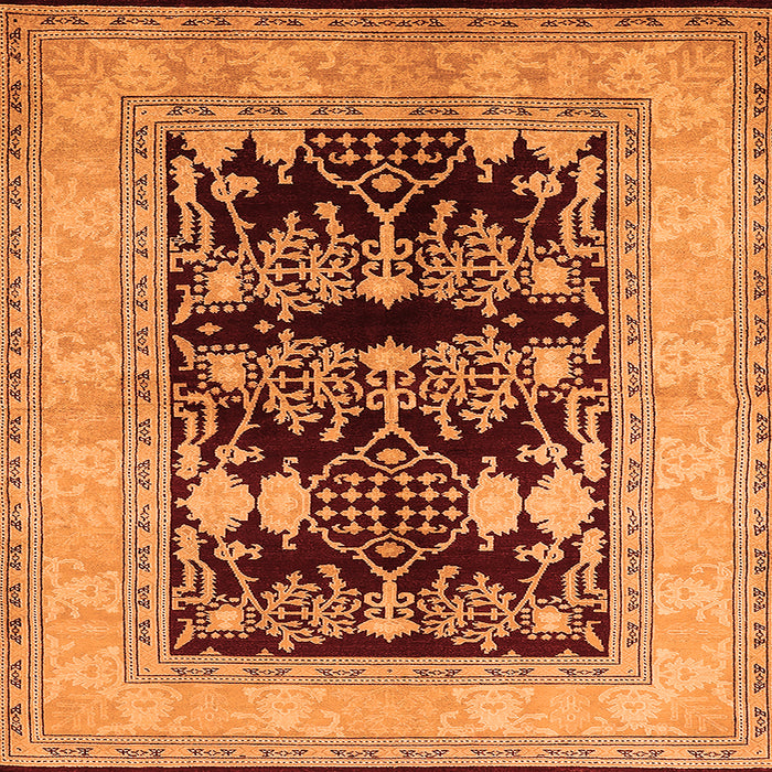 Square Machine Washable Oriental Orange Industrial Area Rugs, wshurb897org