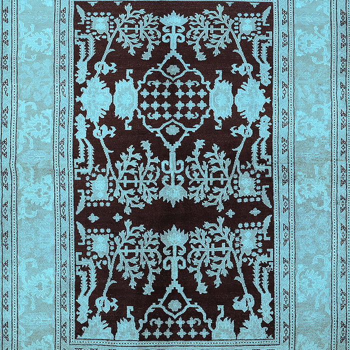 Machine Washable Oriental Light Blue Industrial Rug, wshurb897lblu