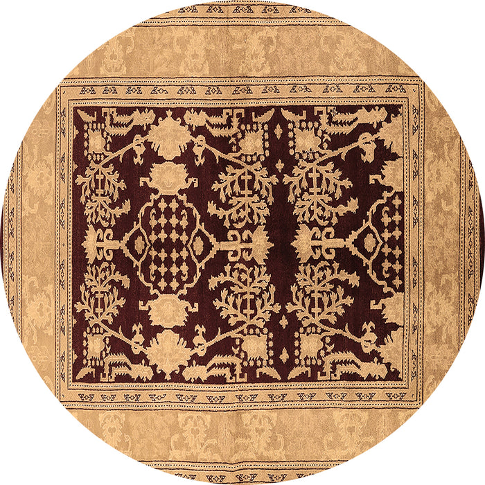 Round Machine Washable Oriental Brown Industrial Rug, wshurb897brn