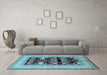 Machine Washable Oriental Light Blue Industrial Rug in a Living Room, wshurb897lblu