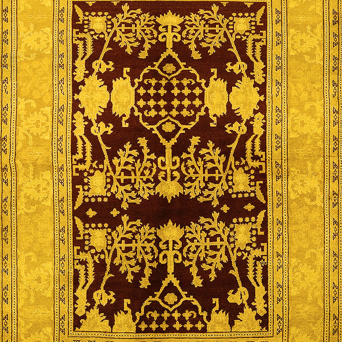 Machine Washable Oriental Yellow Industrial Rug, wshurb897yw