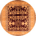 Round Oriental Orange Industrial Rug, urb897org