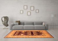 Machine Washable Oriental Orange Industrial Rug, wshurb897org