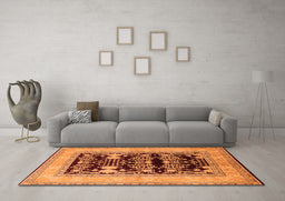 Machine Washable Oriental Orange Industrial Area Rugs in a Living Room, wshurb897org