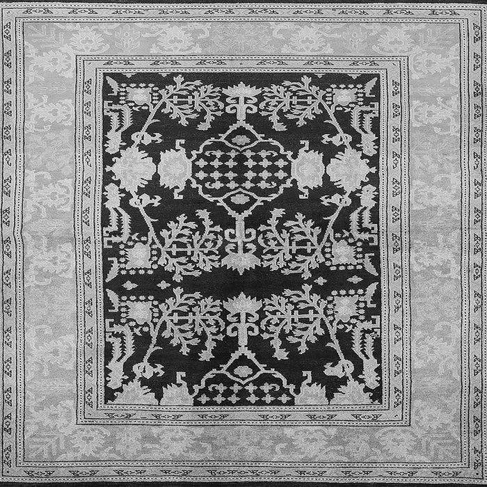 Square Machine Washable Oriental Gray Industrial Rug, wshurb897gry