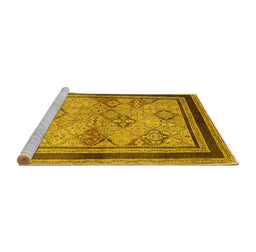 Sideview of Machine Washable Oriental Yellow Traditional Rug, wshurb898yw
