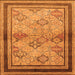 Square Machine Washable Oriental Orange Traditional Area Rugs, wshurb898org