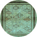 Round Oriental Light Blue Traditional Rug, urb898lblu