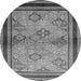 Round Machine Washable Oriental Gray Traditional Rug, wshurb898gry