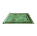 Sideview of Machine Washable Oriental Turquoise Traditional Area Rugs, wshurb898turq