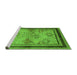 Sideview of Machine Washable Oriental Green Traditional Area Rugs, wshurb898grn