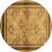 Round Oriental Brown Traditional Rug, urb898brn