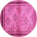 Round Oriental Pink Traditional Rug, urb898pnk