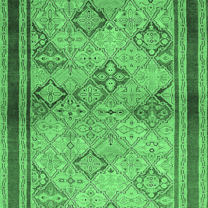 Machine Washable Oriental Emerald Green Traditional Area Rugs, wshurb898emgrn
