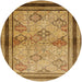 Round Mid-Century Modern Orange Oriental Rug, urb898