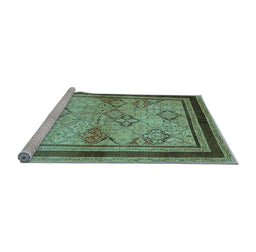Sideview of Machine Washable Oriental Light Blue Traditional Rug, wshurb898lblu