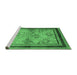 Sideview of Machine Washable Oriental Emerald Green Traditional Area Rugs, wshurb898emgrn