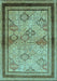 Machine Washable Oriental Light Blue Traditional Rug, wshurb898lblu