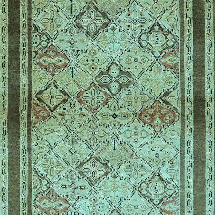 Machine Washable Oriental Light Blue Traditional Rug, wshurb898lblu