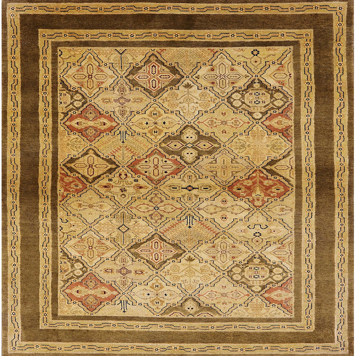 Square Mid-Century Modern Orange Oriental Rug, urb898