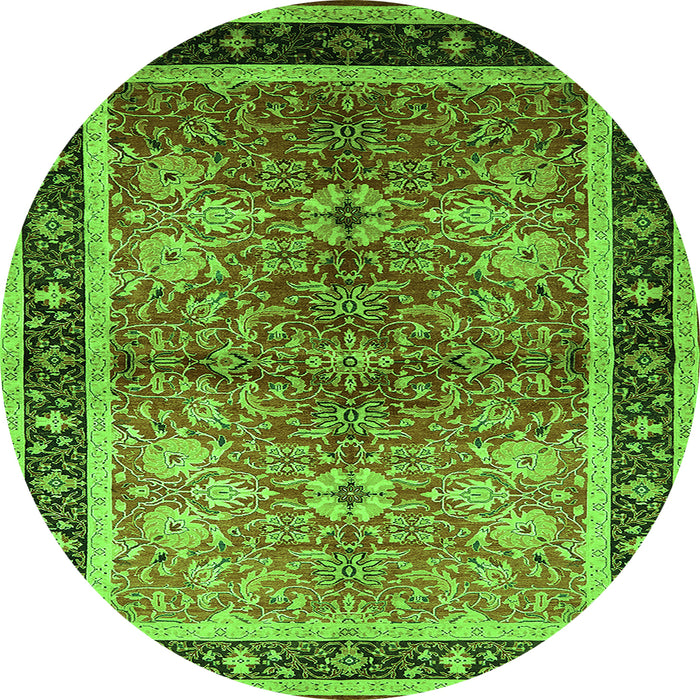 Round Oriental Green Traditional Rug, urb899grn