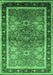 Machine Washable Oriental Emerald Green Traditional Area Rugs, wshurb899emgrn