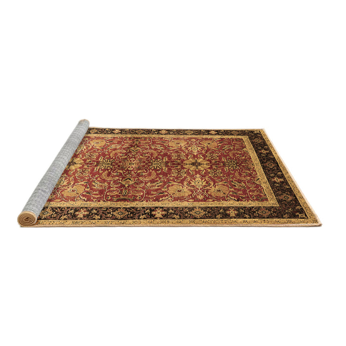 Sideview of Machine Washable Oriental Brown Traditional Rug, wshurb899brn