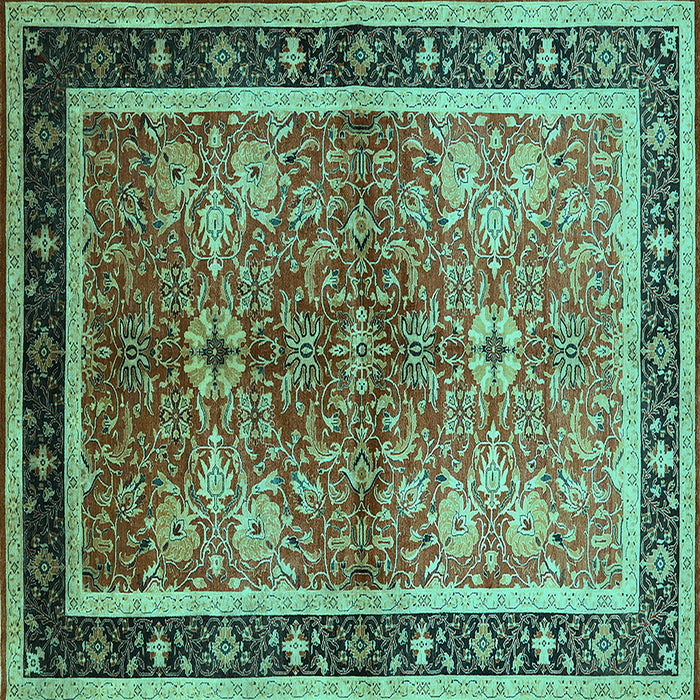 Square Oriental Turquoise Traditional Rug, urb899turq