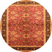 Round Oriental Orange Traditional Rug, urb899org