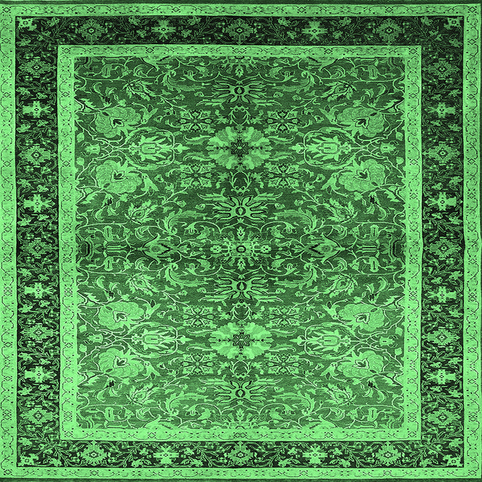 Square Oriental Emerald Green Traditional Rug, urb899emgrn