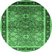 Round Oriental Emerald Green Traditional Rug, urb899emgrn