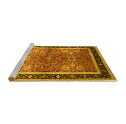 Sideview of Machine Washable Oriental Yellow Traditional Rug, wshurb899yw