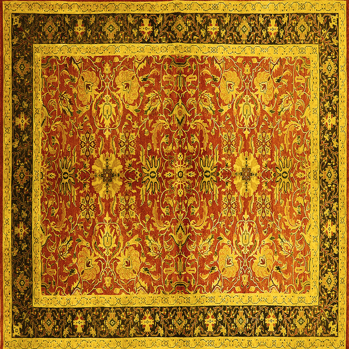 Square Oriental Yellow Traditional Rug, urb899yw